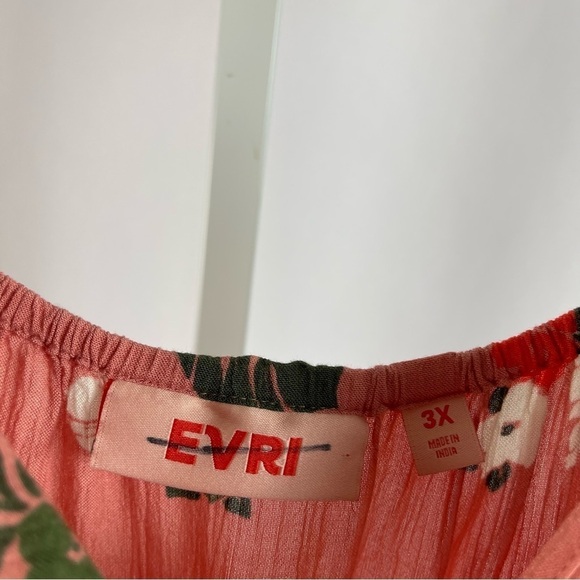 Evri 3X Floral Bow Ruffle Boho Cottagecore Flowy Tank Top Vacation Beachy Leaf - Picture 5 of 8